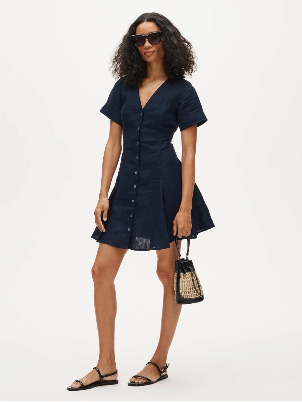 J. Crew Fleur Linen 100% Mini Dress Navy Sz 4 NWT $168